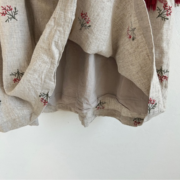 Kokori Dress Girls 16 Tiered Linen Ruffle Floral Embroidered Oatmeal Beige - Picture 7 of 14